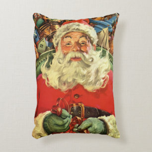 Vintage Kerstmis, kerstman in Sleigh met speelgoed Decoratief Kussen