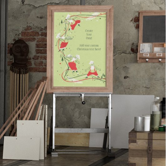 Vintage Kerstmis, kerstman met avondeten Poster