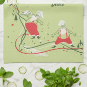 Vintage Kerstmis, kerstman met avondeten Theedoek (Gevouwen)