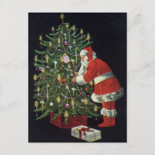 Vintage Kerstmis, kerstman met Cadeaus Feestdagenkaart
