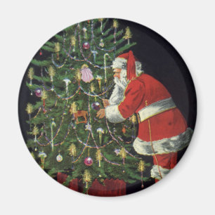Vintage Kerstmis, kerstman met Cadeaus Magneet
