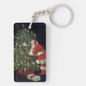 Vintage Kerstmis, kerstman met Cadeaus Sleutelhanger (achterkant)