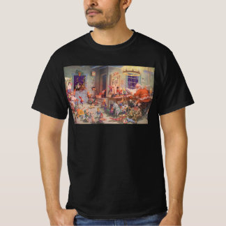 Vintage Kerstmis, kerstman met Elves Workshop T-shirt