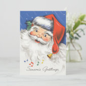 Vintage Kerstmis, Kerstman Muziek uitnodiging (Staand voorkant)