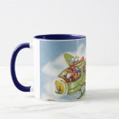 Vintage Kerstmis, kerstman vliegend vliegtuig Mok (Links)