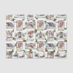 Vintage Kerstmis Kinderen Collage Tissuepapier