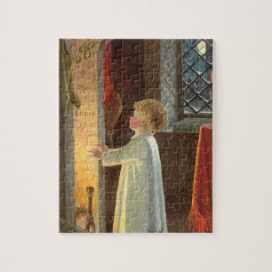 Vintage Kerstmis, kinderopwarming door de Fireplac Legpuzzel