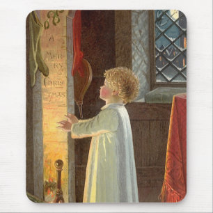 Vintage Kerstmis, kinderopwarming door de Fireplac Muismat