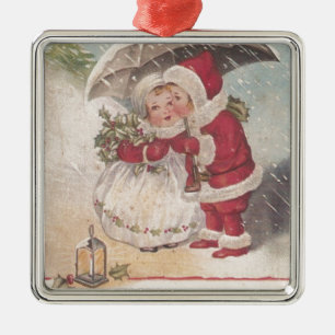 Vintage Kerstmis Kiss Metalen Ornament