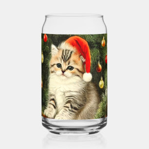 Vintage Kerstmis Kitten Blikvorm Glas