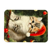 Vintage Kerstmis Kitten Magneet (Horizontaal)