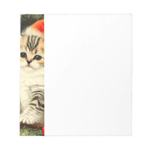 Vintage Kerstmis Kitten Notitieblok
