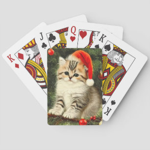Vintage Kerstmis Kitten Pokerkaarten