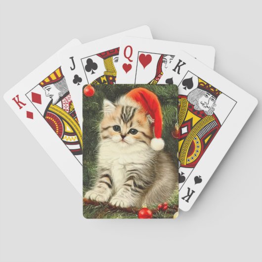 Vintage Kerstmis Kitten Pokerkaarten (Achterkant)