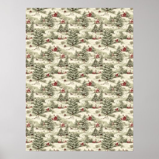 Vintage Kerstmis Land Winter Scenery Poster (Voorkant)
