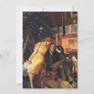 Vintage Kerstmis, liefde en Romance Couple Feestdagenkaart