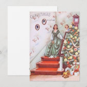 Vintage Kerstmis Meisje Wensen Feestdagenkaart (Voorkant / Achterkant)