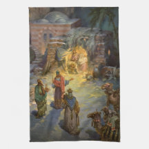 Vintage kerstmis met bezoek aan Magi