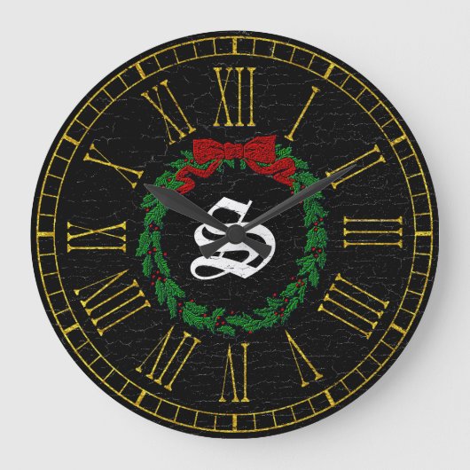 Vintage Kerstmis - Monogram Grote Klok (Voorkant)