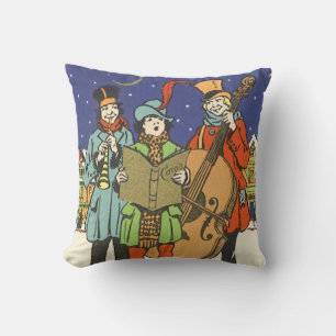 Vintage Kerstmis, Musicians die met muziek spelen Kussen