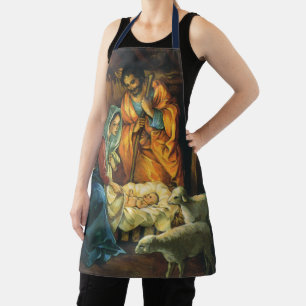 Vintage Kerstmis Nativiteit, Baby Jezus in Manger Schort