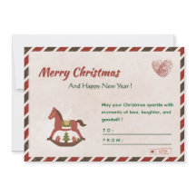 🎄🌸Vintage Kerstmis & Nieuwjaarskaart met Paard