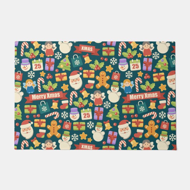 Vintage Kerstmis Nutcrackers Merry Kerstcute Deurmat (Voorkant)