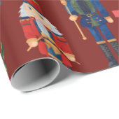 Vintage Kerstmis Nutcrackers Merry KerstRed Cadeaupapier (Rol Hoek)