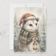 Vintage Kerstmis Opossum Bos Holiday Dier