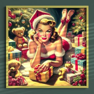 Vintage Kerstmis Pin-up Poster