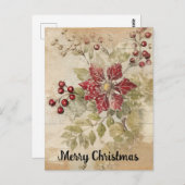 Vintage Kerstmis Poinsettia Bloem Collage Briefkaart (Voorkant / Achterkant)