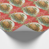 Vintage Kerstmis Pudding Cadeaupapier (Hoek)