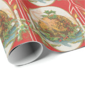 Vintage Kerstmis Pudding Cadeaupapier (Rol Hoek)