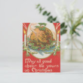 Vintage Kerstmis Pudding Feestdagenkaart (Staand voorkant)