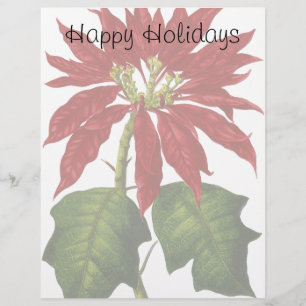 Vintage Kerstmis, Red Poinsettia Winter Plant