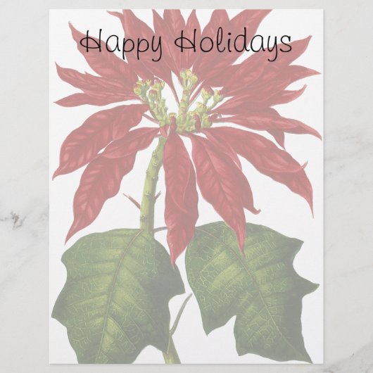 Vintage Kerstmis, Red Poinsettia Winter Plant (Voorkant)