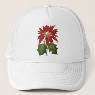 Vintage Kerstmis, Red Poinsettia Winter Plant Trucker Pet