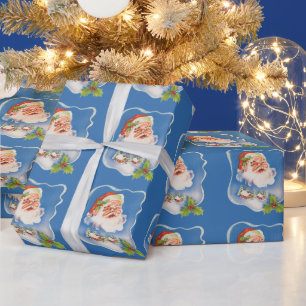 Vintage Kerstmis, Retro Jolly Santa Claus Cadeaupapier