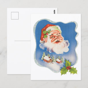 Vintage Kerstmis, Retro Jolly Santa Claus Holiday Briefkaart
