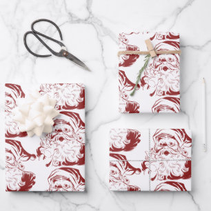 Vintage Kerstmis, Retro Jolly Santa Claus in Red Inpakpapier Vel