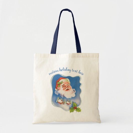 Vintage Kerstmis, Retro Jolly Santa Claus Tote Bag (Voorkant)