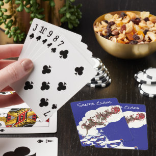 Vintage Kerstmis, Retro Santa Claus in Sleigh Pokerkaarten