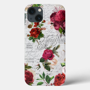Vintage Kerstmis Roos Joyeux Noel Ephemera iPhone 13 Hoesje