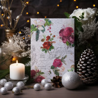 Vintage Kerstmis Roos Joyeux Noel Ephemera