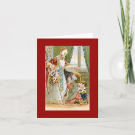 Vintage Kerstmis Saint Nicholas Feestdagen Kaart