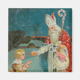 Vintage Kerstmis Saint Nicholas Magneet