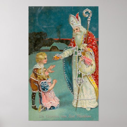 Vintage Kerstmis Saint Nicholas Poster (Voorkant)