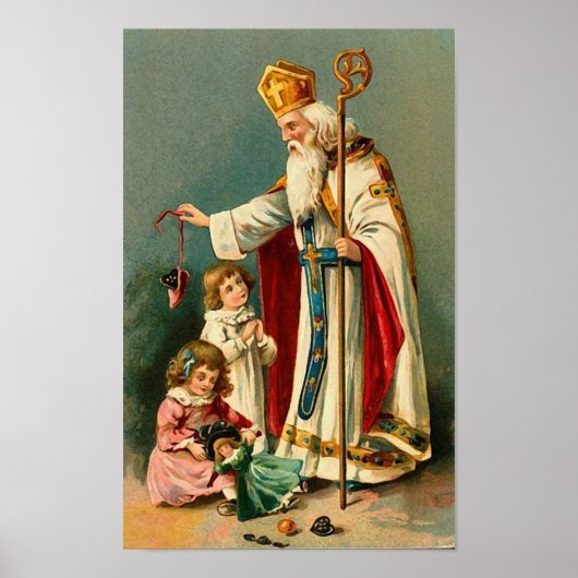 Vintage Kerstmis Saint Nicholas Poster (Voorkant)