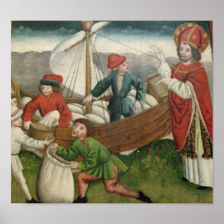 Vintage Kerstmis Saint Nicholas Poster