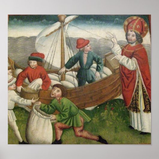 Vintage Kerstmis Saint Nicholas Poster (Voorkant)